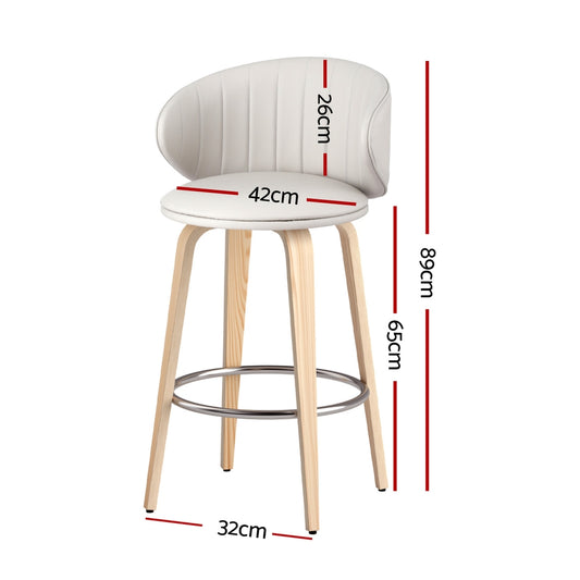 4x Artiss Bar Stools Dining Chairs Contoured Leather Wood Stool
