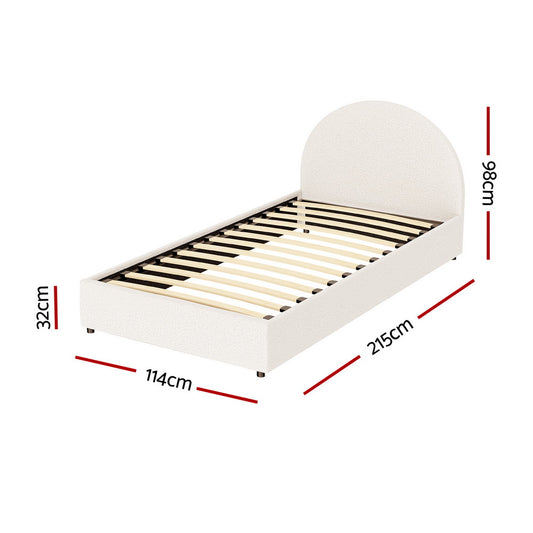 Artiss Bed Frame Gas Lift Strorage Beds Base Platform Boucle Fabric King Single ELLA