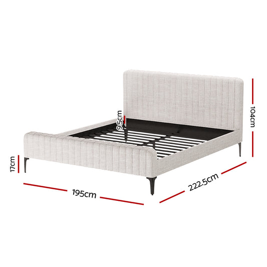 Artiss BedStory King Bed Frame with Mattress Set Platform Base Pocket Coil Linen Upholstered
