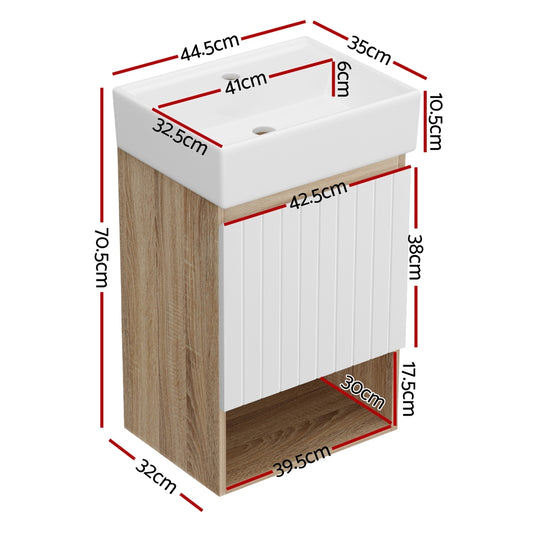Cefito Vanity Unit 445mm Basin Bathroom Cabinet Storage Wall Hung Sink White