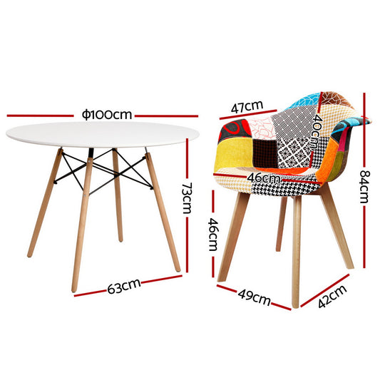 1 Artiss Dining Table and 4 Chairs Set DSW White