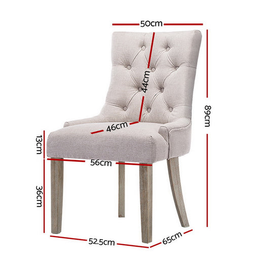 Artiss Dining Chairs Set of 4 Linen French Provincial Beige