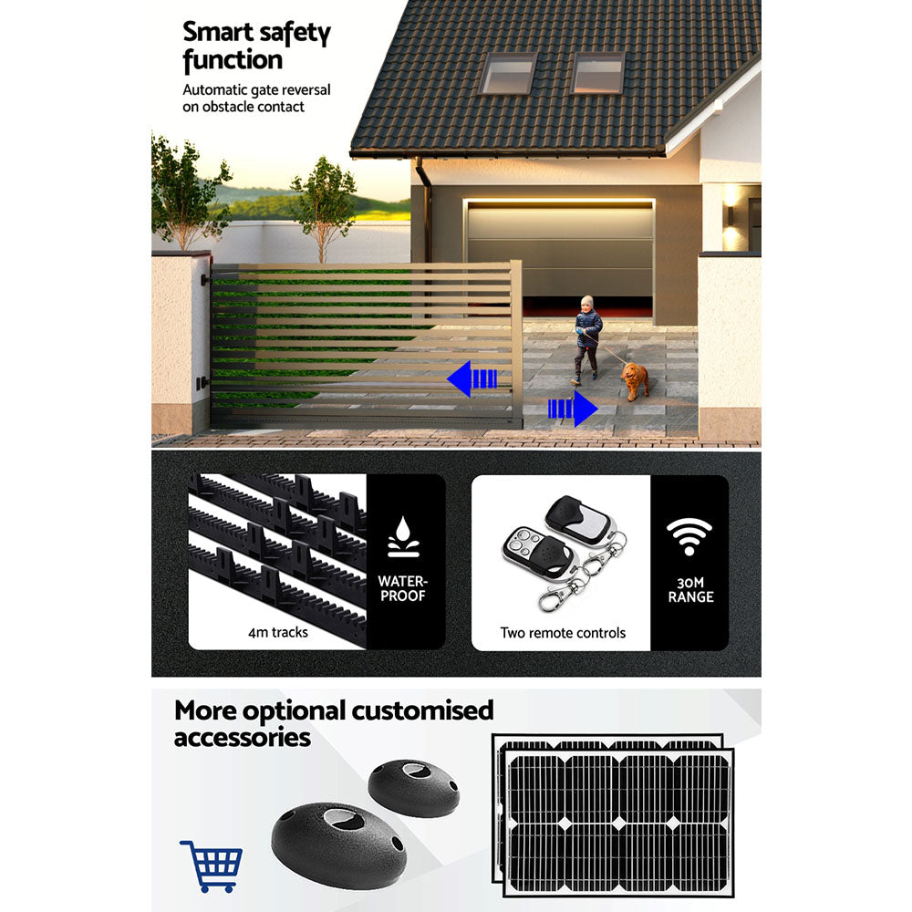 Lockmaster Automatic Sliding Gate Opener Kit 4M 1800KG