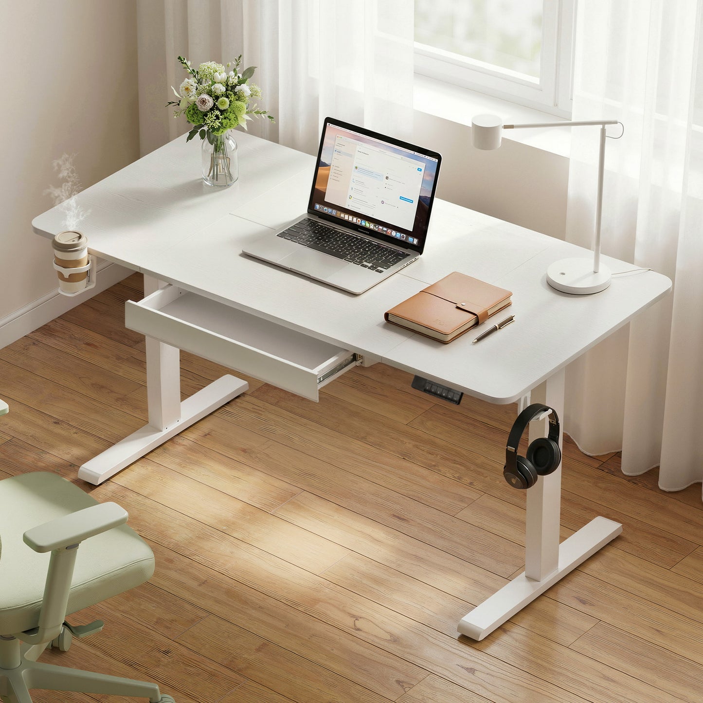 Artiss Electric Standing Desk 140cm Adjustable Height Motorised Home Office Desk Drawer
