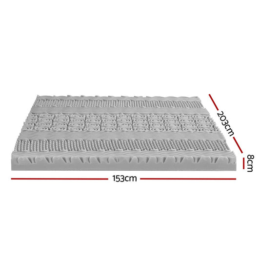 Giselle Bedding 8cm Memory Foam Mattress Topper 7-Zone Graphite Queen