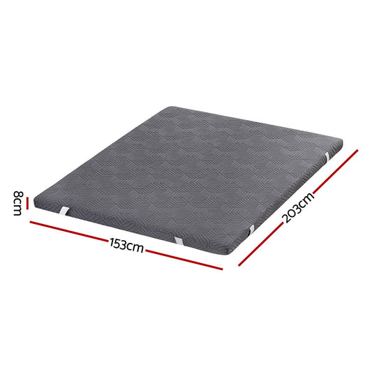 Giselle 8cm Memory Foam Mattress Topper Gel Dual Layer Foam Bamboo Queen