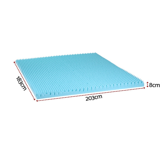 Giselle 8cm Memory Foam Mattress Topper Gel Egg Crate Foam Bamboo King
