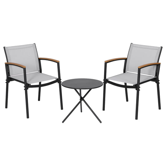 Gardeon 3PC Outdoor Bistro Set Table and Chairs Steel Dining Chair Patio Furniture Textilene