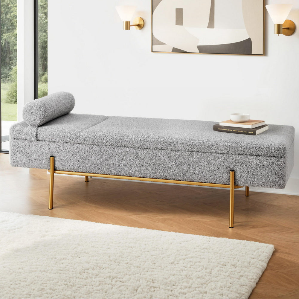 Artiss Storage Ottoman Bed 140cm Pillow Foot Stool