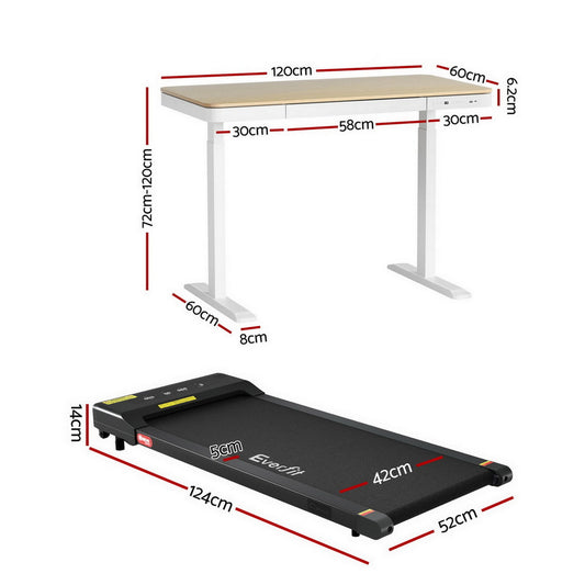 Artiss Electric Treadmill with 120cm Automatic Standing Desk Walking Pad 400mm
