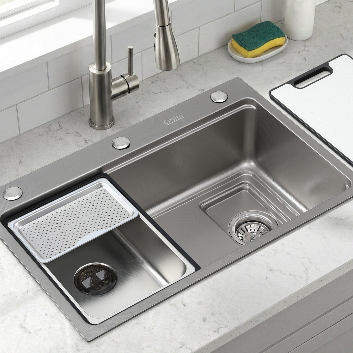 Cefito Kitchen Sink 304 Stainless Steel Bar Sink Millet Grain Water Basin Sink