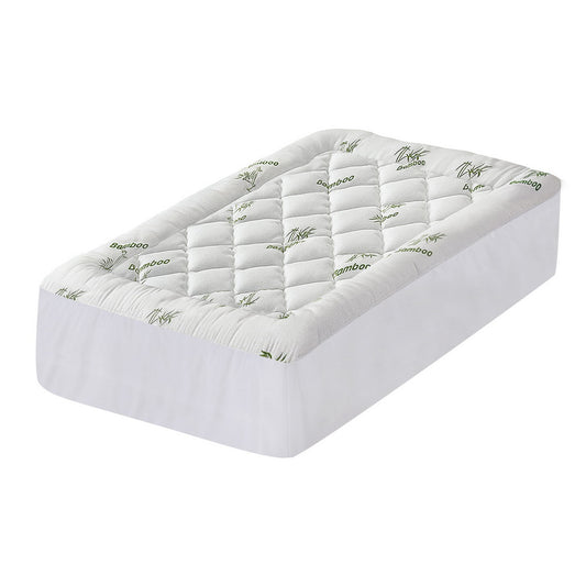Giselle Bedding 5cm Pillowtop Mattress Topper 1000GSM Thick Soft Bamboo Cooling Pad for Back Pain Relief & Guest Bed, Washable Overfilled Cover with 45cm Deep Pocket King Single