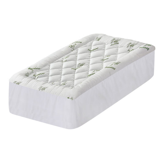 Giselle Bedding 5cm Pillowtop Mattress Topper 1000GSM Thick Soft Bamboo Cooling Pad for Back Pain Relief & Guest Bed, Washable Overfilled Cover with 45cm Deep Pocket Single