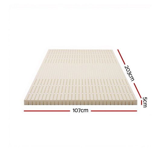 Giselle Bedding Latex Mattress Topper, 5cm Thick Cooling Bed Pad for Side Sleepers Pain Relief, 7 Zone Foldable Mat with Washable Cover for Guest Room Bedroom King Single