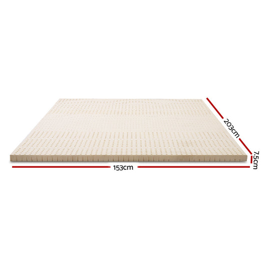 Giselle Bedding Latex Mattress Topper, 7.5cm Thick 7-Zone Pressure Relief Bed Pad with Washable Cover, Cooling Breathable Mat for Side Sleepers & Back Pain, Beige Queen