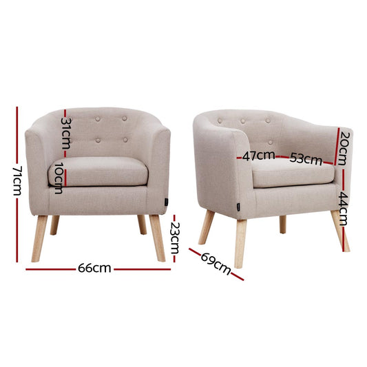 Artiss Armchair Tub Chair Beige Adora