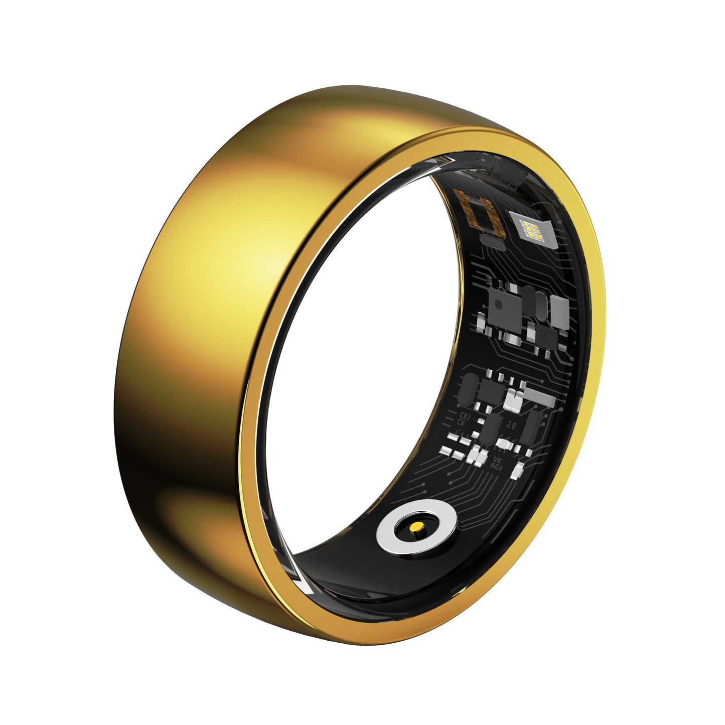 Gold Round 0.71inch Smart Ring with Heart Rate and Sleep Tracking - IP68 Waterproof Fitness Tracker with Step Counter