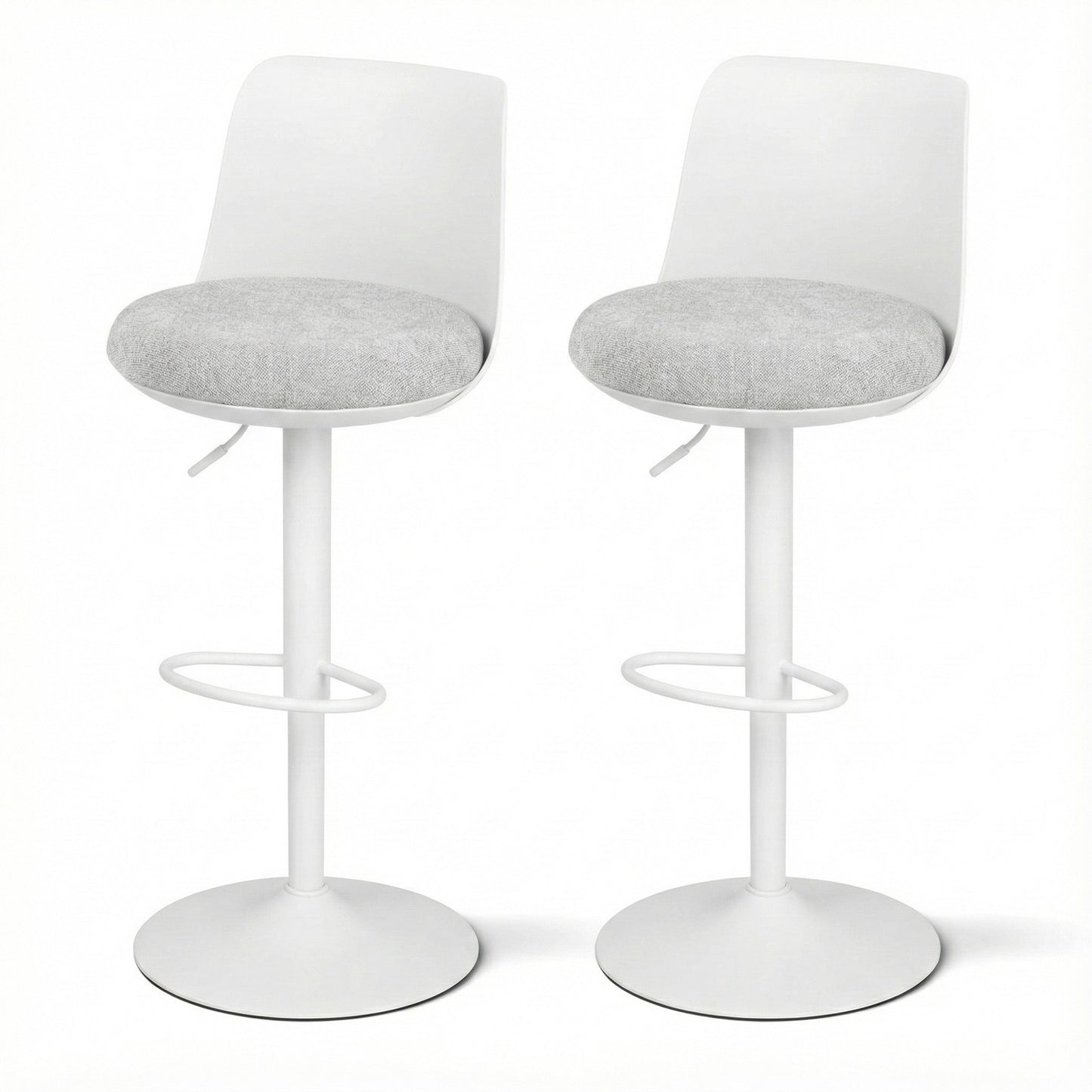 Artiss 2x Bar Stools Kitchen Swivel Gas Lift Counter Dining Chair Curved White