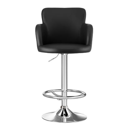 Artiss 1x Leather Bar Stools Swivel Adjustable Gas Lift PU Counter Chairs Black