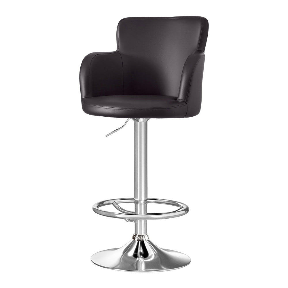 Artiss 1x Leather Bar Stools Swivel Adjustable Gas Lift PU Counter Chairs Brown