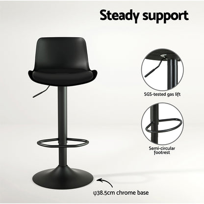 Artiss 2x Bar Stools Padded Seat Gas Lift Black