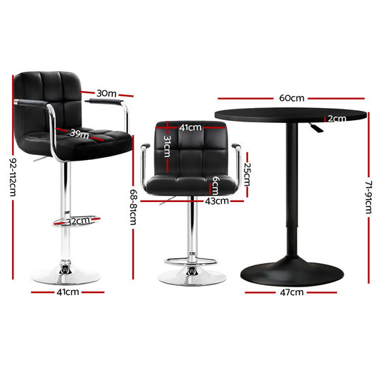 Artiss Bar Table and Stools Set Dining Desk Kitchen Chairs Cafe Pub