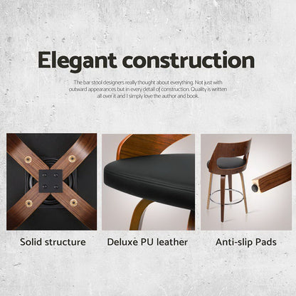 Artiss 4x Bar Stools Swivel Leather Chair 65cm