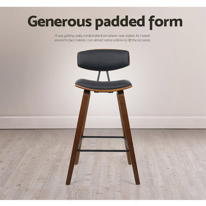 Artiss 2x Bar Stools Leather Padded w/Backrest