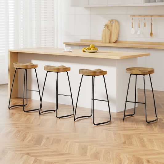 Artiss 4x Bar Stools Tractor Seat 75cm Wooden