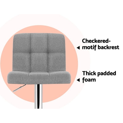 Artiss 4x Bar Stools Fabric Gas Lift Grey