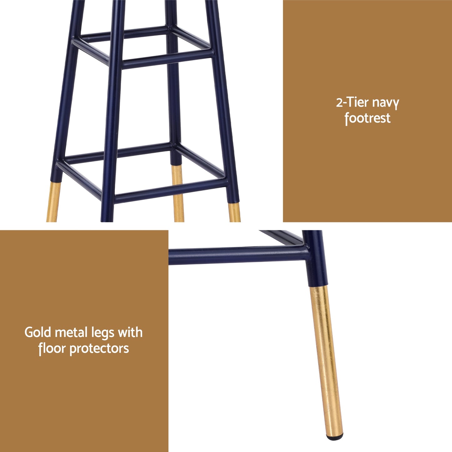Artiss Bar Stools Metal Gold Navy