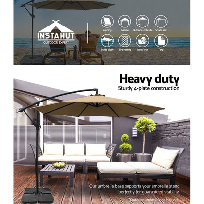 Instahut 50cm Outdoor Umbrella Base 4 Plates Stand Pod Cantilever