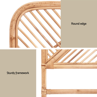 Artiss Bed Headboard Double Bedhead Rattan - FRED Pine