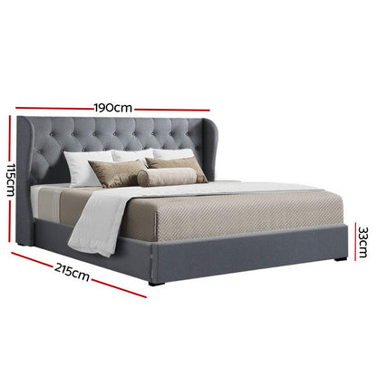 Artiss Bed Frame King Size Gas Lift Grey ISSA
