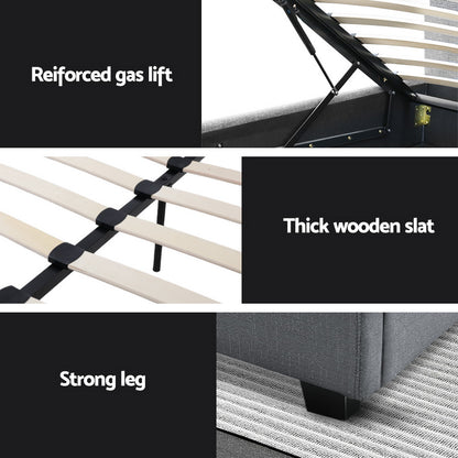 Artiss Bed Frame King Single Size Gas Lift Grey VILA