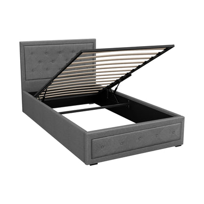 Artiss Bed Frame King Single Size Gas Lift Storage Mattress Base Wooden Grey