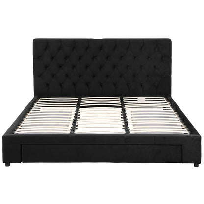 Artiss King Bed Frame Storage Charging Station Upholstered 3 Drawers USB Type-C