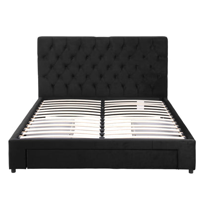 Artiss Queen Bed Frame Storage Charging Station Upholstered 3 Drawers USB Type-C