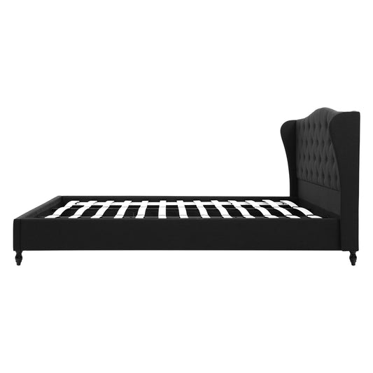 Artiss King Bed Frame Wingback Headboard Charcoal Grey Linen Upholstered Platform Bed Base