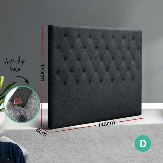 Artiss Bed Head Headboard Double Size Fabric - CAPPI Charcoal