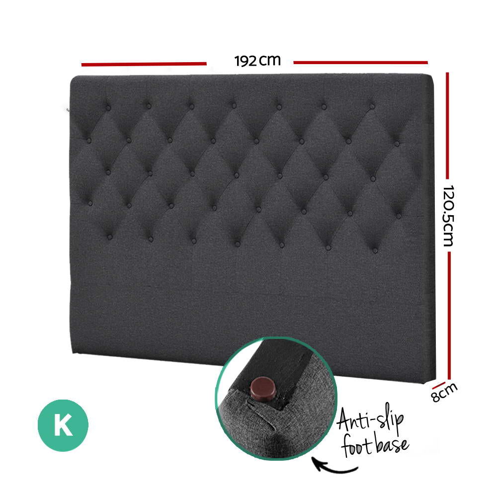 Artiss Bed Head Headboard King Size Fabric - CAPPI Charcoal