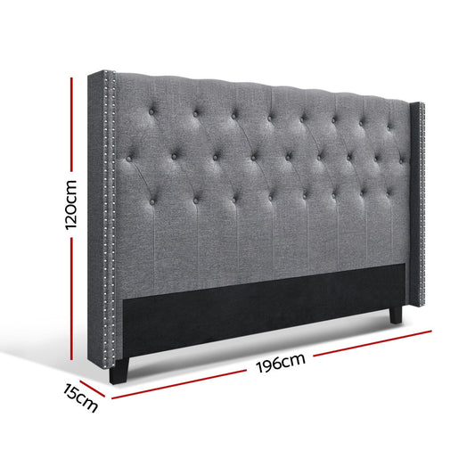 Artiss Bed Head Headboard King Size Fabric - LUCA Grey
