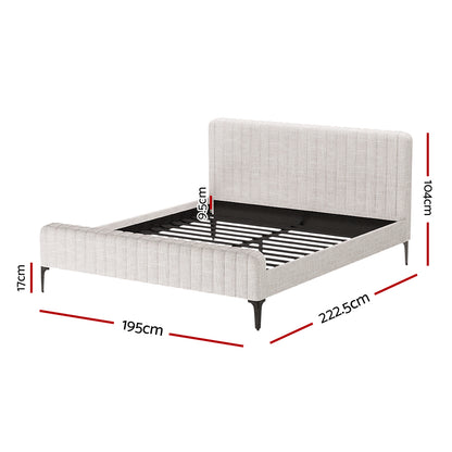 Artiss BedStory King Bed Frame with Mattress Set Platform Base Pocket Coil Linen Upholstered