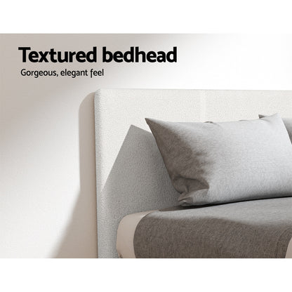 Artiss Double Bed Frame and BedStory Hybrid Mattress Bundle with Headboard White