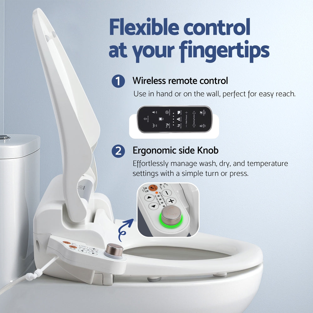 Cefito Electric Bidet Toilet Seat Cover LED Night Light Heated Seat with Remote