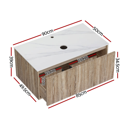 Cefito Vanity Unit 915mm with Basin Oak
