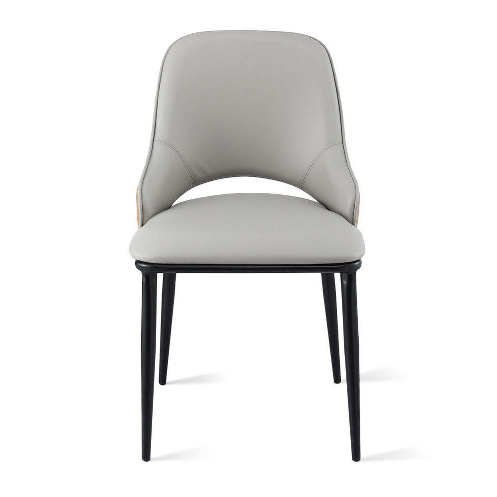 Artiss 1x Dining Chair Hollow PU Leather Kitchen Lounge Cafe Accent Chairs Grey