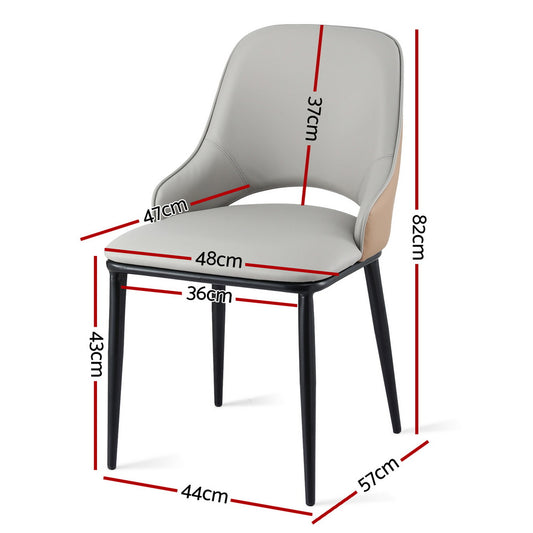 Artiss 4x Dining Chairs Hollow PU Leather Kitchen Lounge Cafe Accent Chair Grey