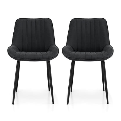 Artiss 2x Dining Chairs Retro PU Leather Kitchen Lounge Cafe Accent Chair Black