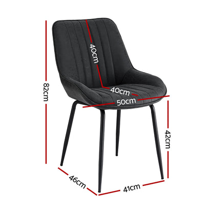 Artiss 2x Dining Chairs Retro PU Leather Kitchen Lounge Cafe Accent Chair Black